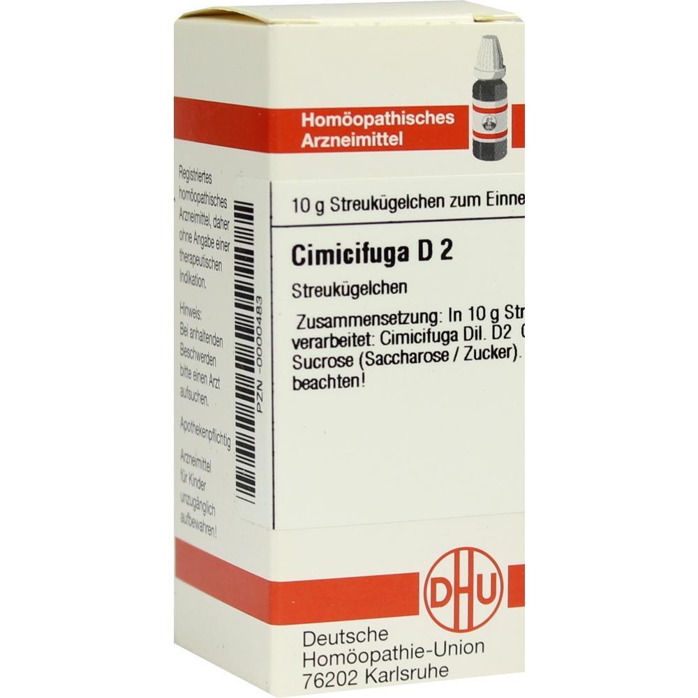 Eine Packung hom&ouml;opathische Streuk&uuml;gelchen namens Cimicifuga D2.
