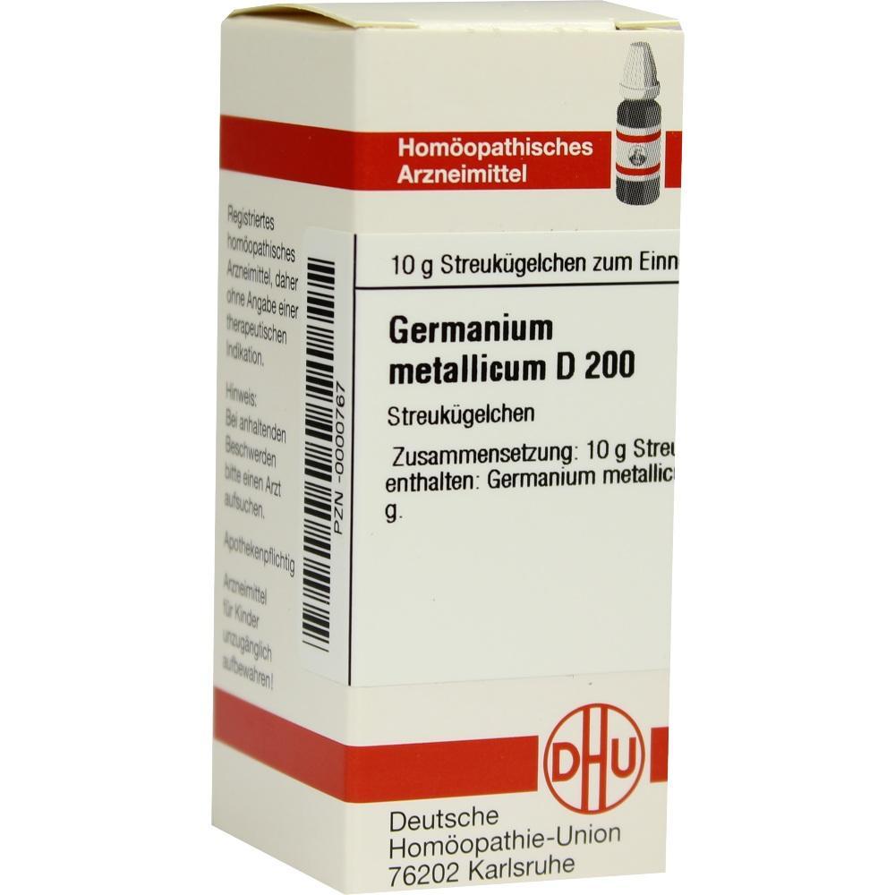 Eine wei&szlig;e Box mit hom&ouml;opathischem Arzneimittel "Germanium metallicum D 200".