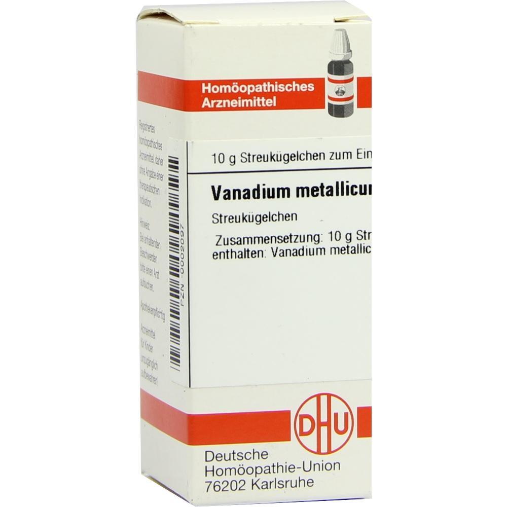 Eine Packung hom&ouml;opathischer Streuk&uuml;gelchen namens Vanadium metallicum.