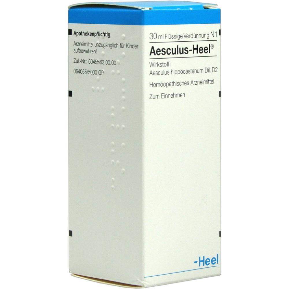 Eine wei&szlig;e Verpackung f&uuml;r ein hom&ouml;opathisches Arzneimittel namens Aesculus-Heel.