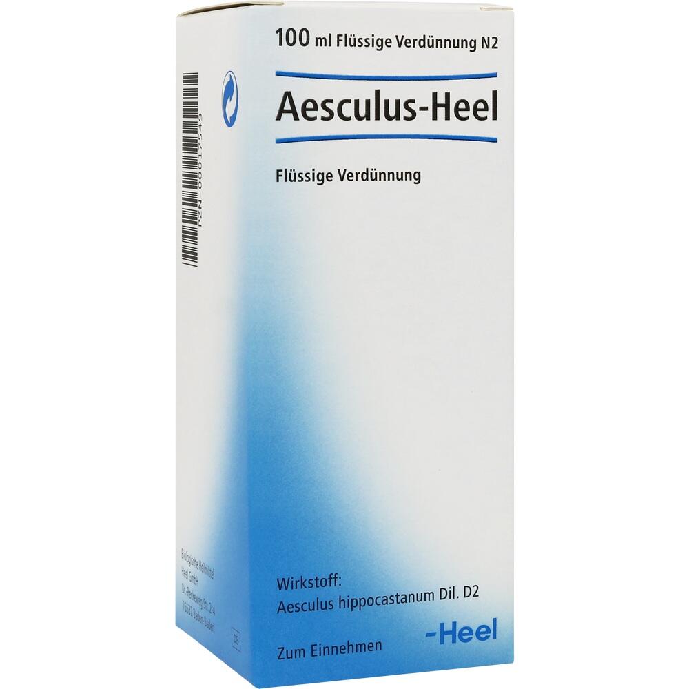 Eine wei&szlig;e Verpackung mit blauem Verlauf und der Aufschrift "Aesculus-Heel".