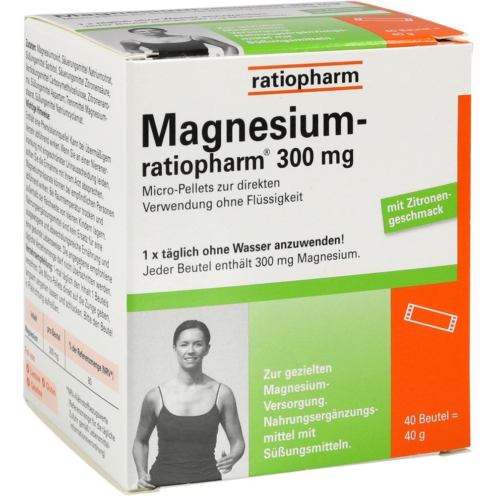 Eine Packung Magnesium-Pulver von ratiopharm mit Zitronengeschmack.