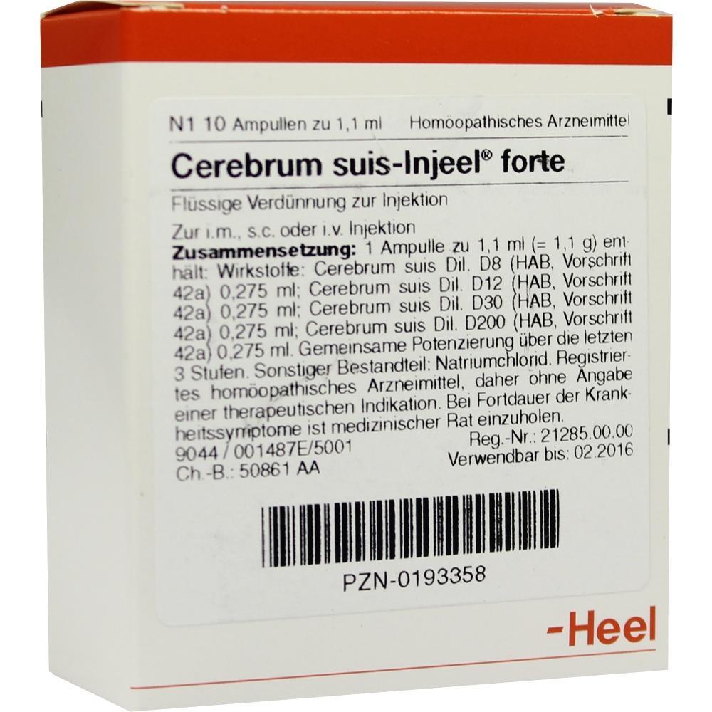Packung mit hom&ouml;opathischem Medikament zur Injektion, namens "Cerebrum suis-Injeel".