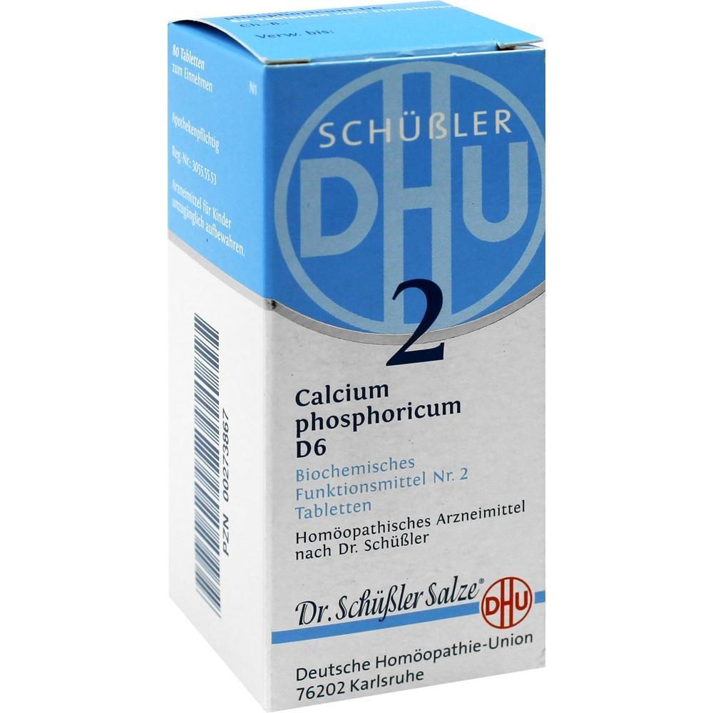 Eine Verpackung f&uuml;r hom&ouml;opathische Calcium phosphoricum D6 Tabletten.