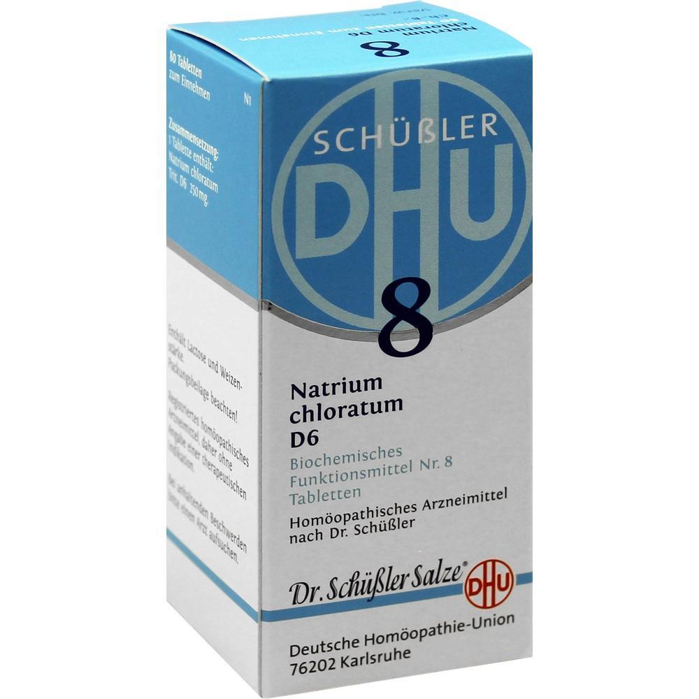 Eine Packung Sch&uuml;&szlig;ler-Salze Nr. 8, Natrium chloratum D6 Tabletten.