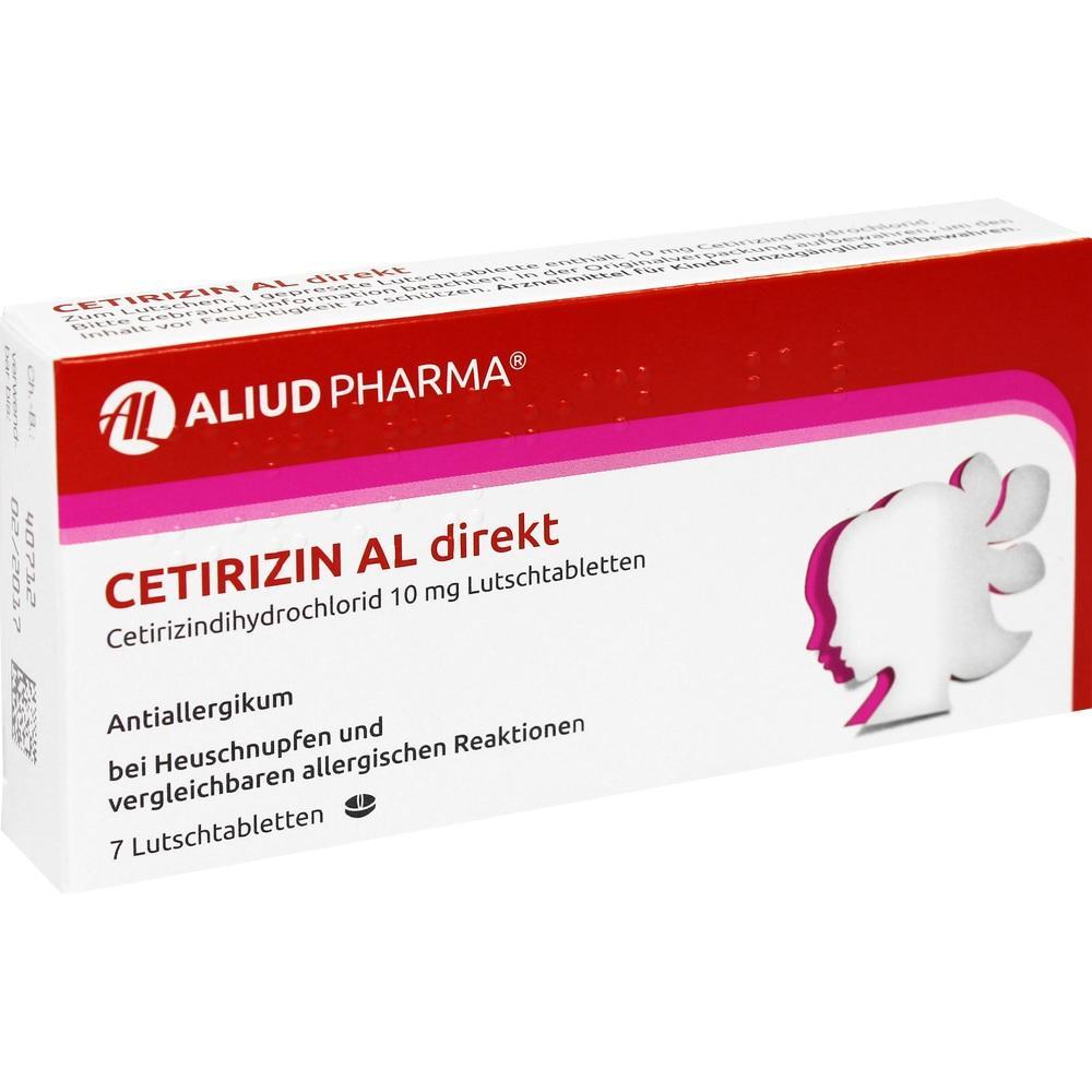 Die Packung zeigt Cetirizin-Tabletten zur Linderung von Allergiesymptomen.