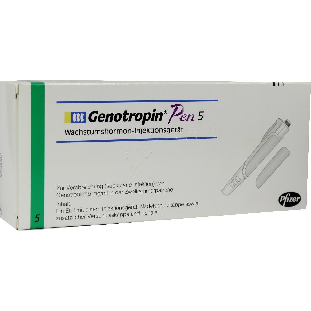 Eine Verpackung des Genotropin Pens, ein Ger&auml;t zur Injektion von Wachstumshormonen.
