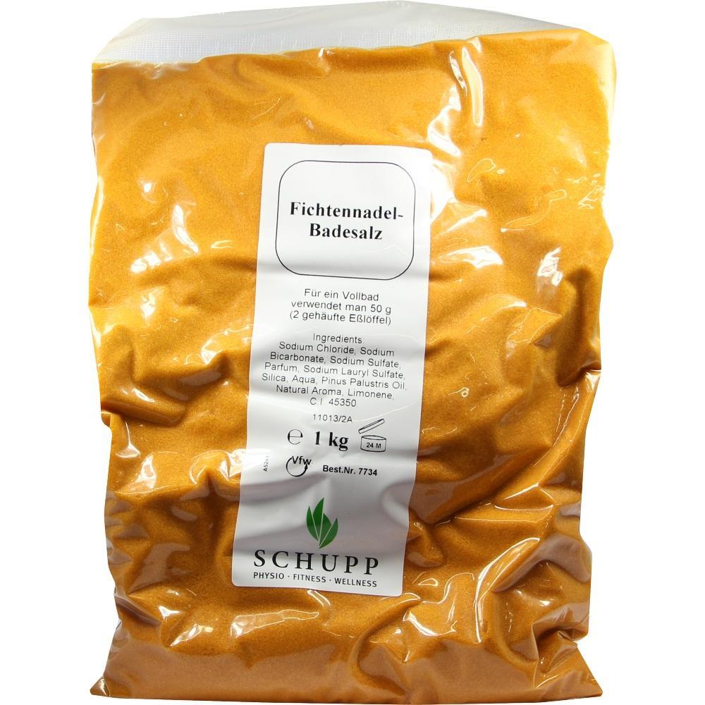 Eine T&uuml;te mit orangem Fichtennadel-Badesalz und einem Etikett.
