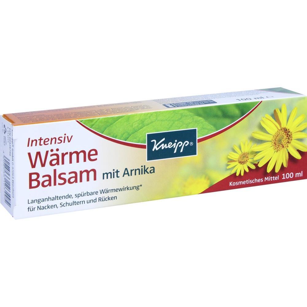 Verpackung eines W&auml;rmebalsams mit Arnika, abgebildet mit gelben Blumen.
