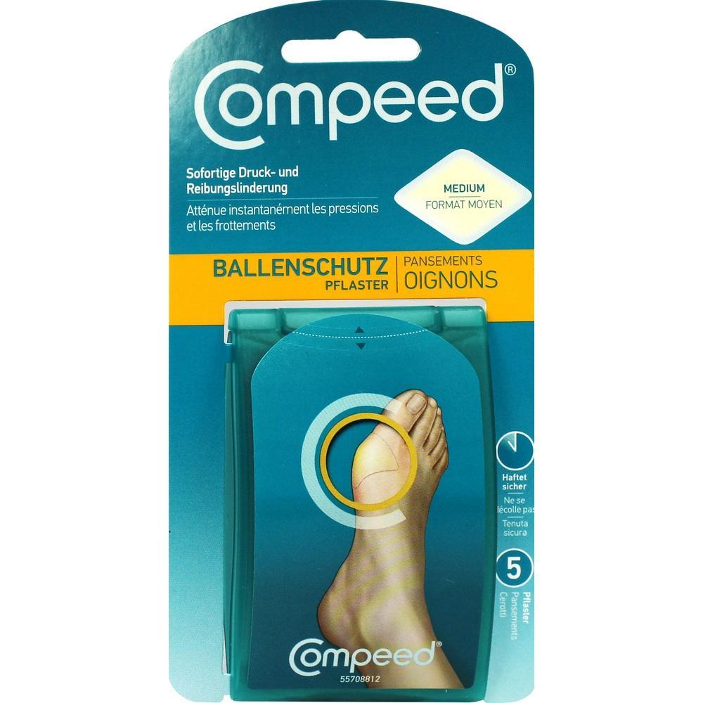 Verpackung von Compeed Ballenschutzpflaster mit einem Bild eines Fu&szlig;es.