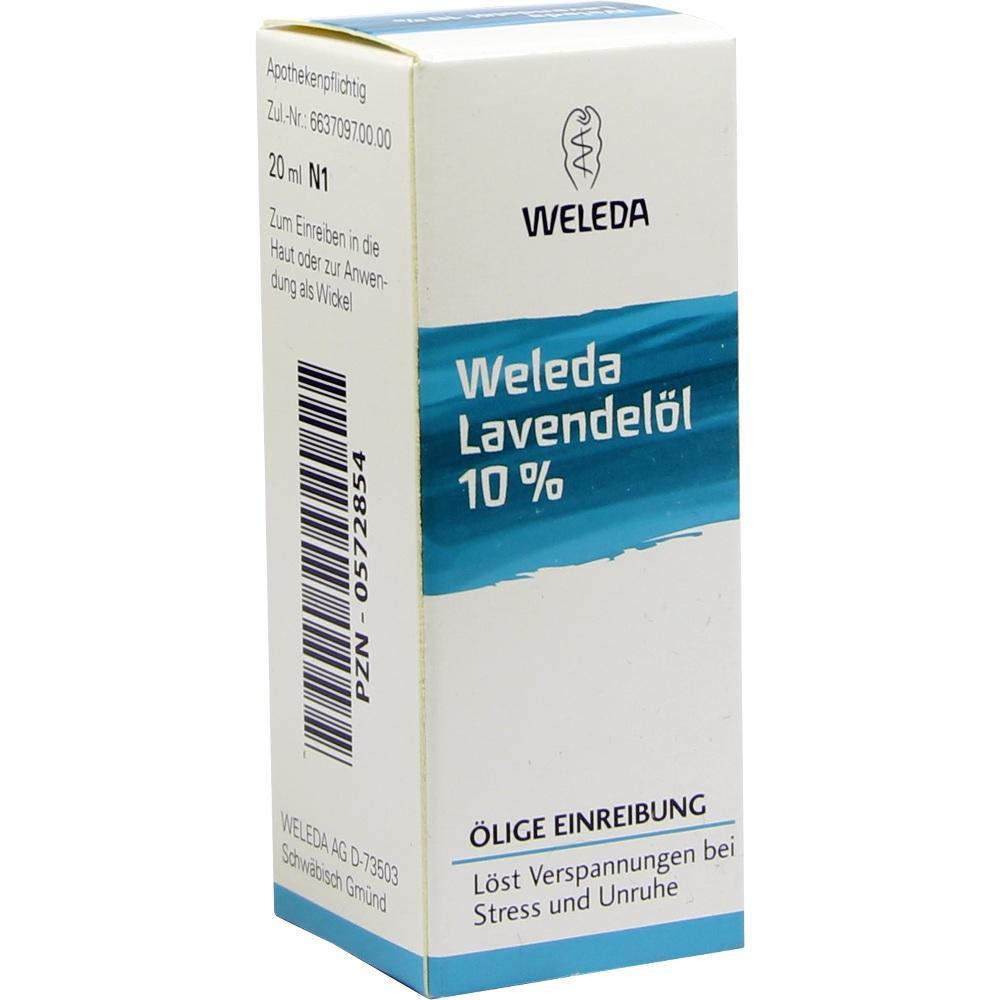 Eine Packung Weleda Lavendel&ouml;l 10% zur stressl&ouml;senden Hautpflege.