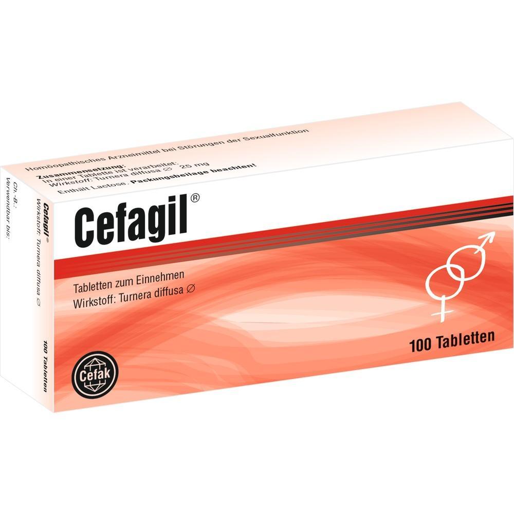 Eine Packung mit 100 Tabletten namens Cefagil.
