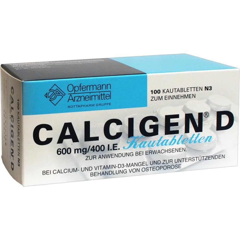 Eine Packung CalciGEN D Kautabletten zur Unterst&uuml;tzung bei Vitamin-D-Mangel.