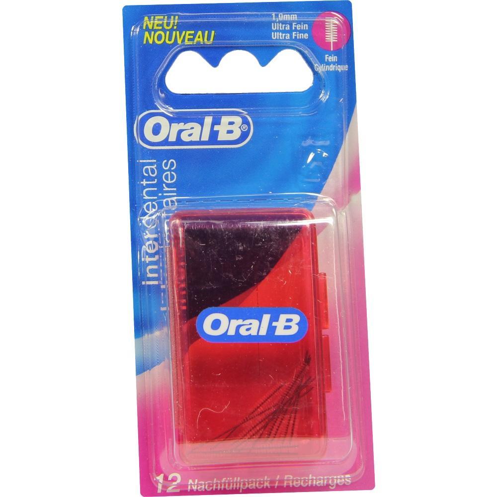 Verpackung von Oral-B Interdentalb&uuml;rsten in blau und rot.