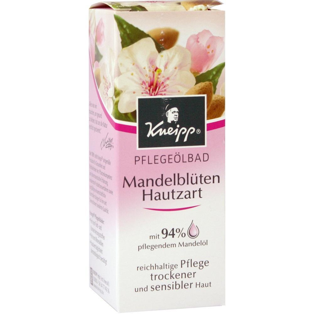 Eine rosa Verpackung eines Pflege&ouml;lbads mit Mandelbl&uuml;tenmotiv.