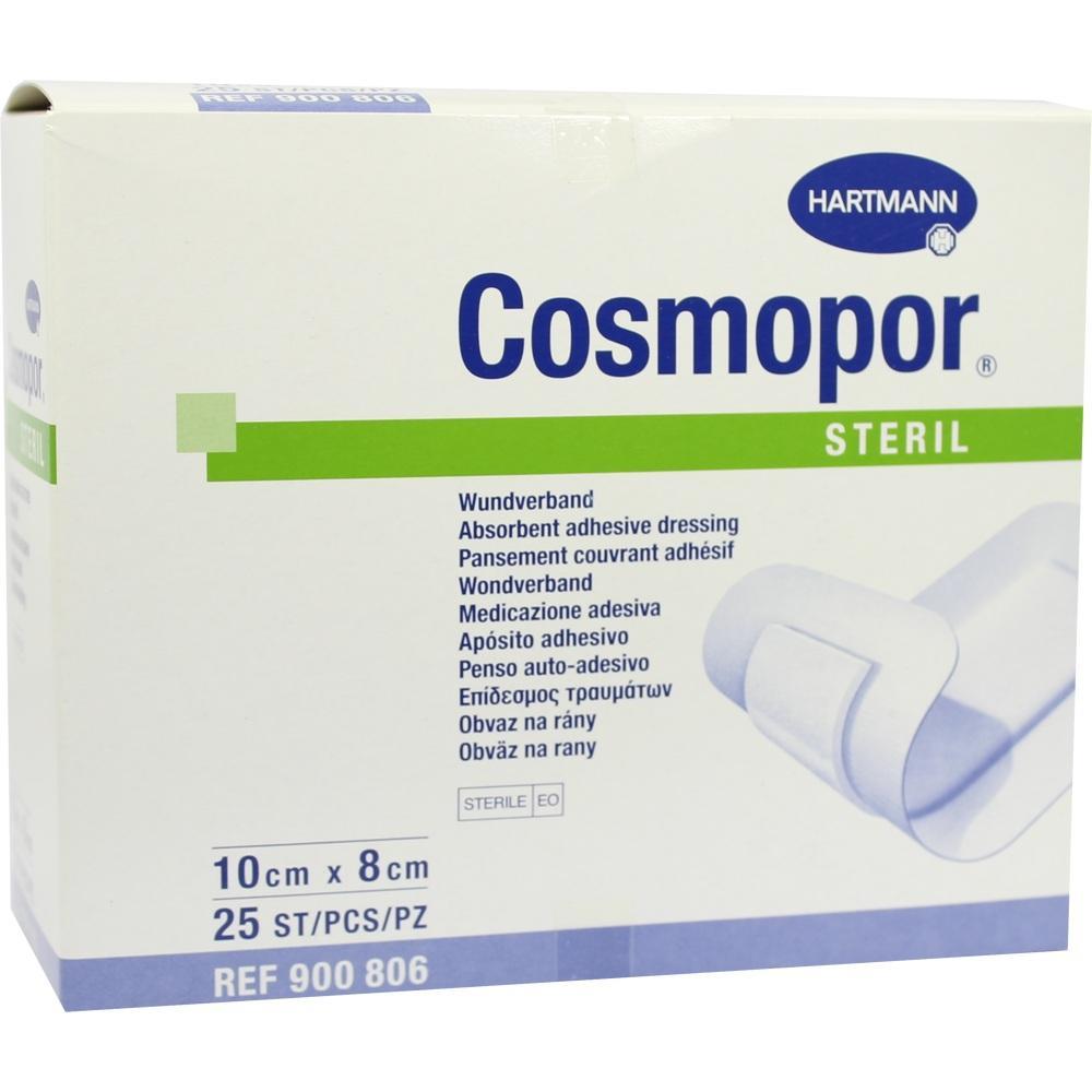 Die Verpackung zeigt sterilen Cosmopor Wundverband von Hartmann.