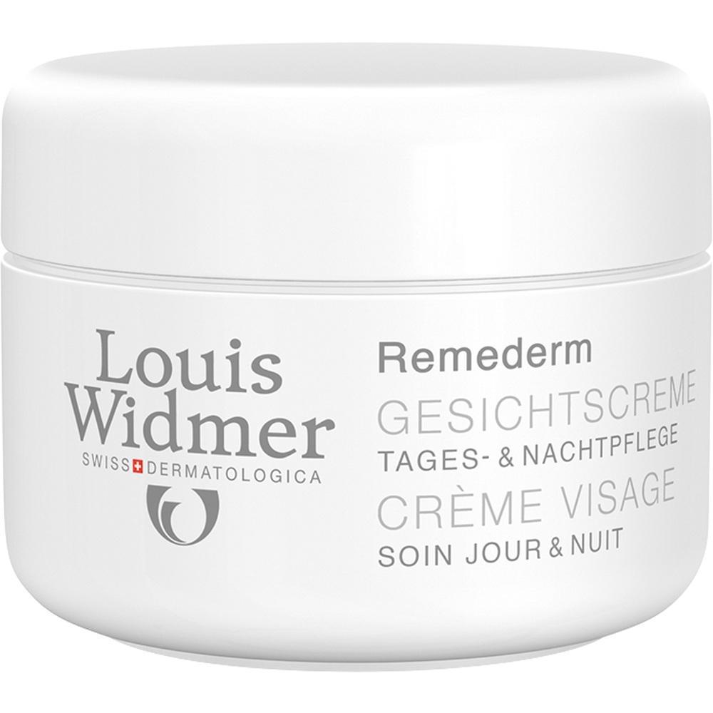 Wei&szlig;e Creme-Dose mit Aufschrift "Louis Widmer" und "Gesichtscreme".