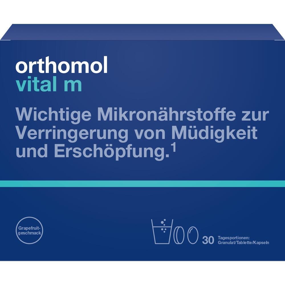 Blaue Box von Orthomol vital m mit Mikron&auml;hrstoffen gegen M&uuml;digkeit.