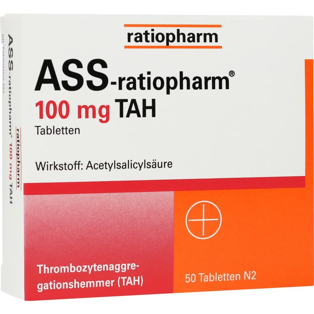 Packung von Tabletten mit 100 mg Acetylsalicyls&auml;ure.