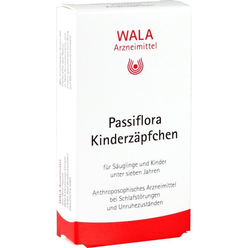 Wei&szlig;e Verpackung f&uuml;r Passiflora-Kinderz&auml;pfchen von WALA Arzneimittel.