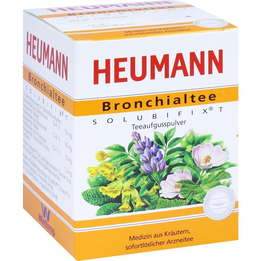 Eine Packung Heumann Bronchialtee mit Blumenabbildung auf der Vorderseite.