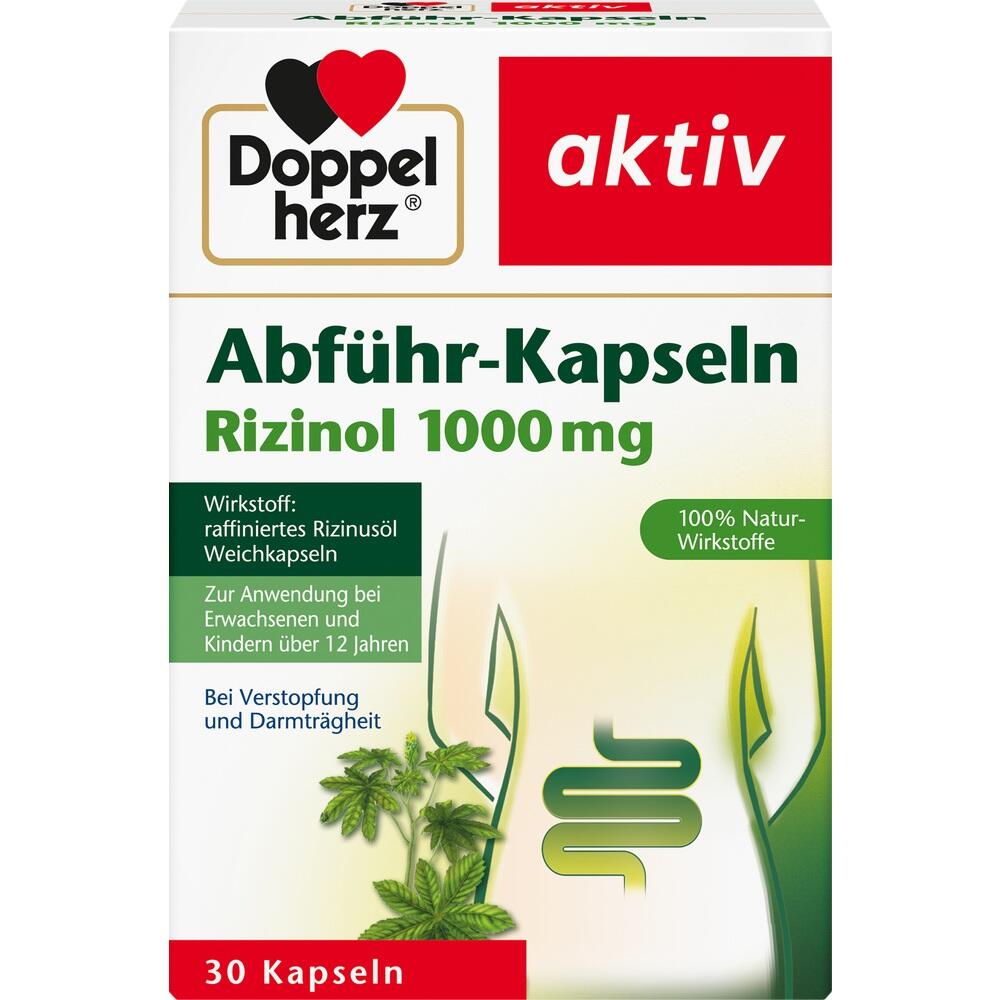 Verpackung von Doppelherz Abf&uuml;hr-Kapseln mit 1000 mg Rizinus&ouml;l, 30 St&uuml;ck.
