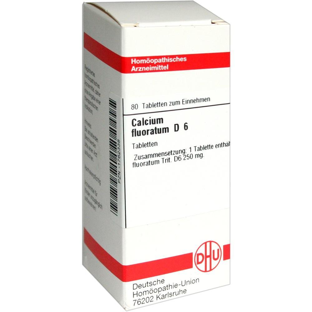 Eine Packung mit hom&ouml;opathischen Tabletten namens Calcium fluoratum D6.