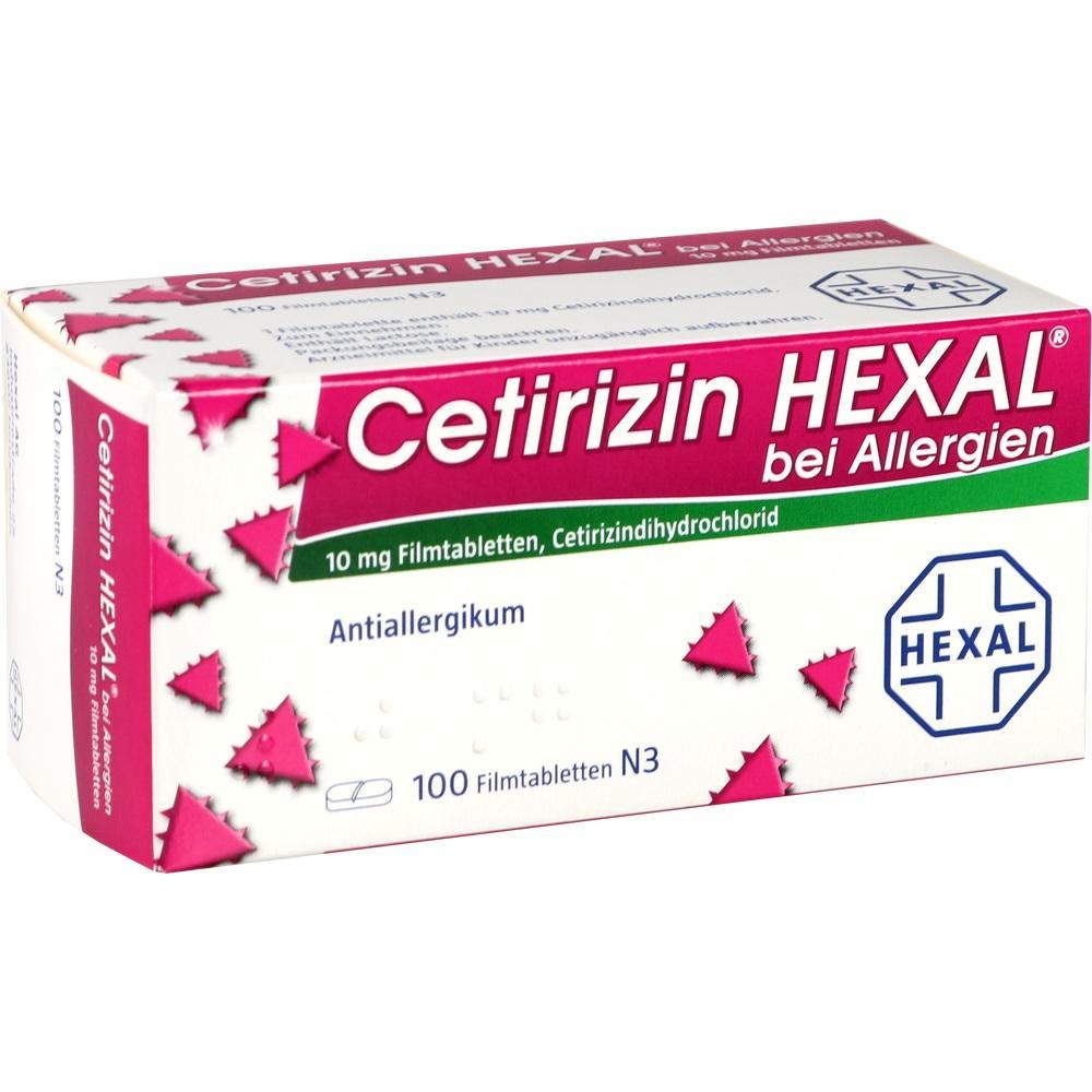 Eine Packung Cetirizin Hexal, ein Medikament gegen Allergien.