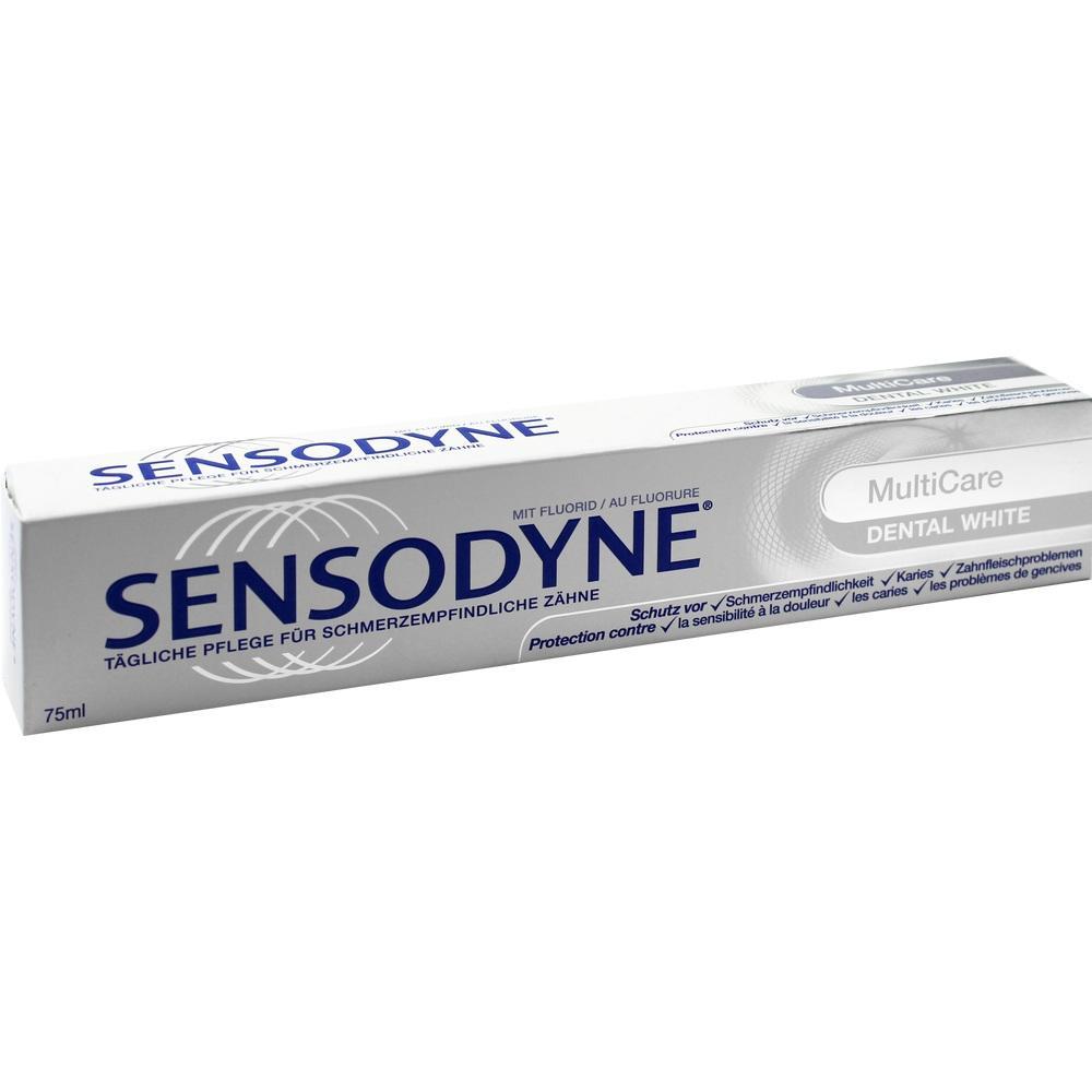 Eine Zahnpastatube von Sensodyne f&uuml;r empfindliche Z&auml;hne.