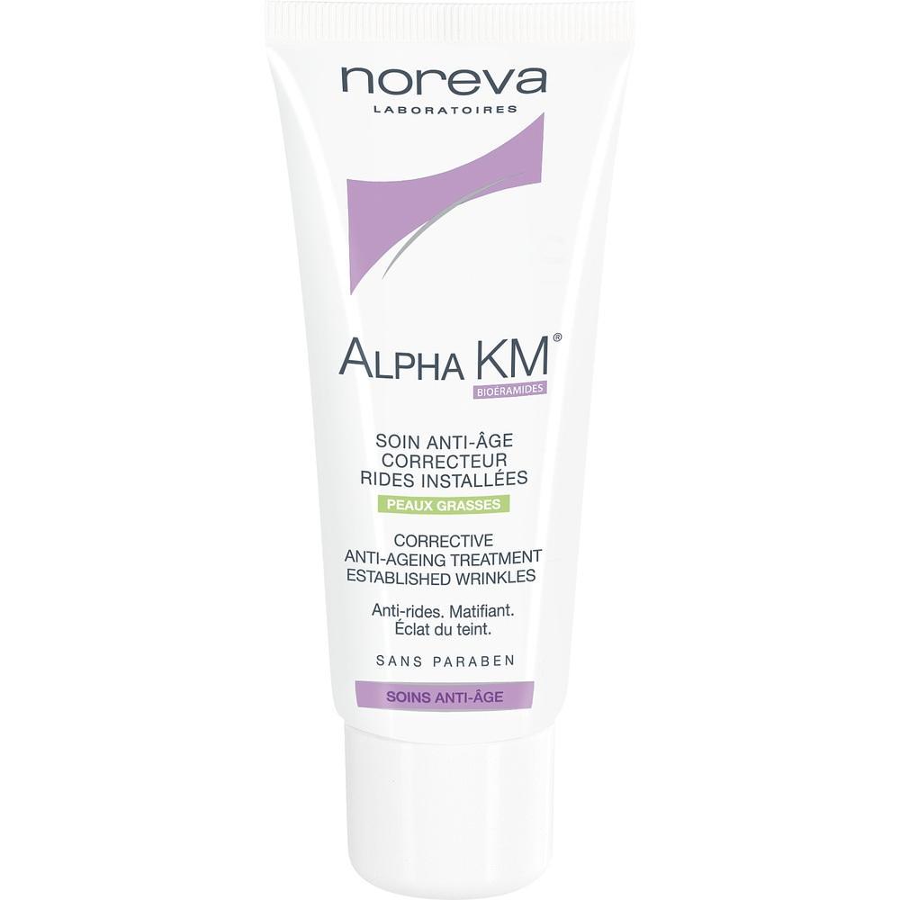 Eine wei&szlig;e Tube mit Anti-Aging-Creme der Marke Noreva.