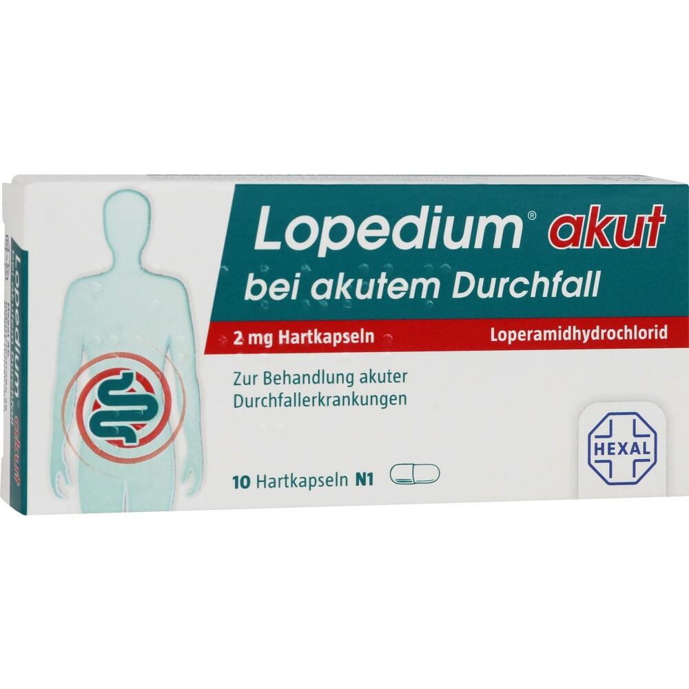 Eine Packung Lopedium f&uuml;r akuten Durchfall ab 12 Jahren.