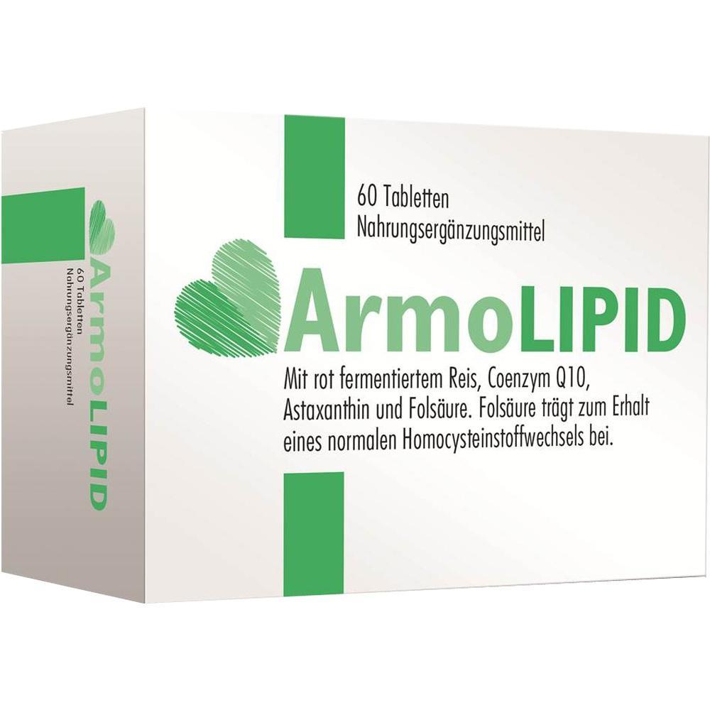 Verpackung mit 60 Tabletten eines Nahrungserg&auml;nzungsmittels namens ArmoLIPID.