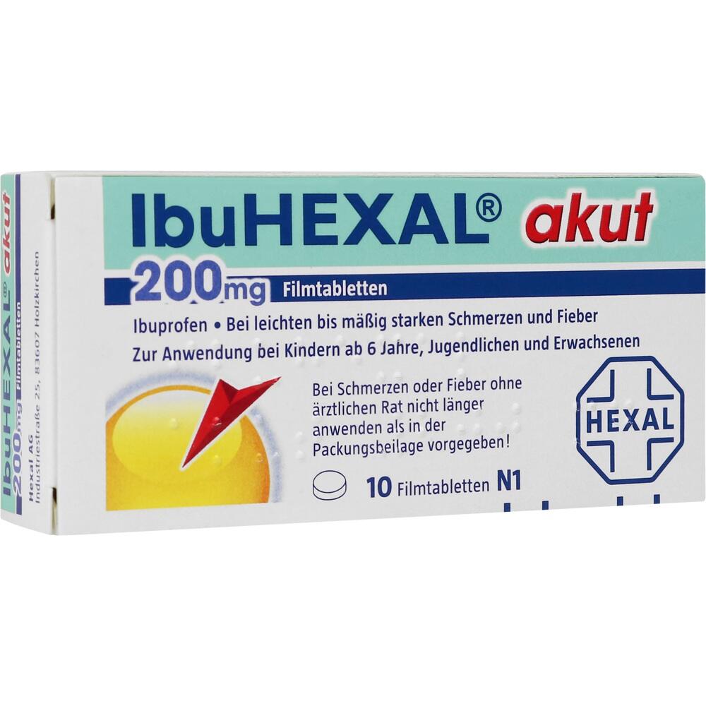 Verpackung von IbuHEXAL 200 mg Filmtabletten gegen Schmerzen und Fieber.
