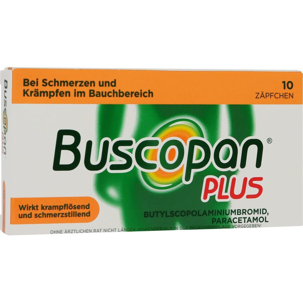 Verpackung von Buscopan Plus gegen Bauchschmerzen und Kr&auml;mpfe.