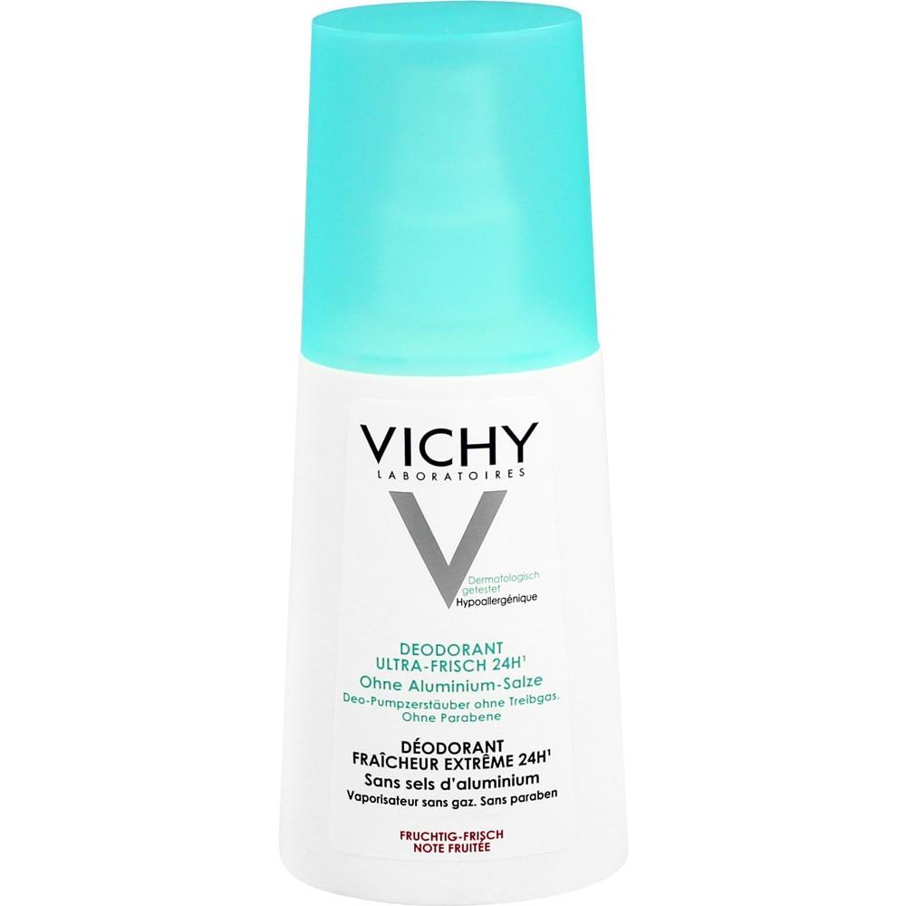 Deodorant von Vichy mit t&uuml;rkisfarbener Kappe, 24 Stunden Schutz, ohne Aluminium.