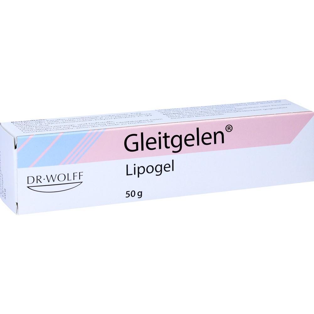 Eine Schachtel mit der Aufschrift "Gleitgelen Lipogel 50 g".