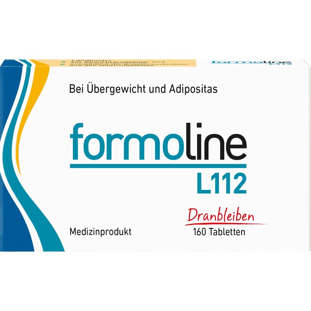 Eine wei&szlig;e Packung mit der Aufschrift "formoline L112" und "160 Tabletten".