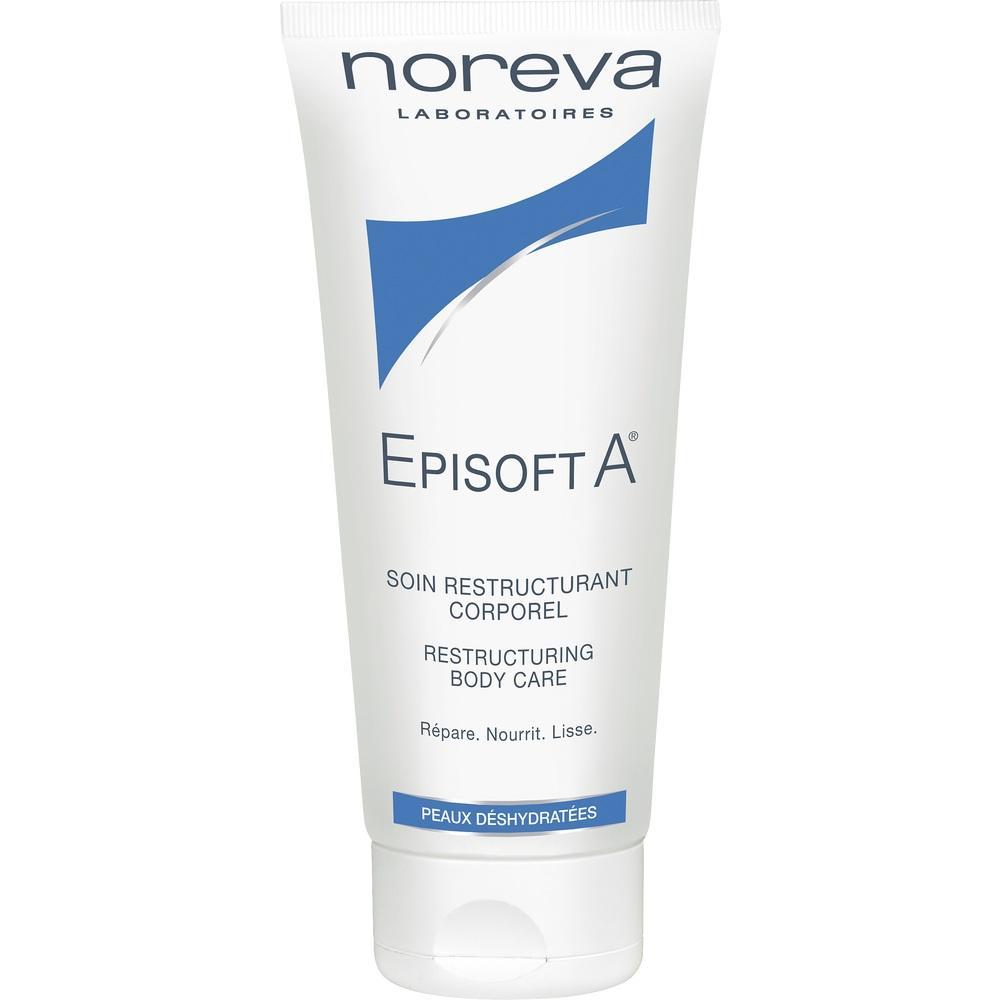 Wei&szlig;e Tube mit blauer Aufschrift f&uuml;r K&ouml;rperpflege bei trockener Haut.