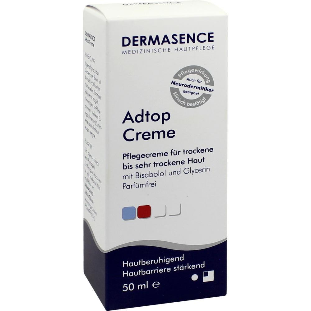 Wei&szlig;e Schachtel mit Adtop Creme f&uuml;r trockene Haut von Dermasence.