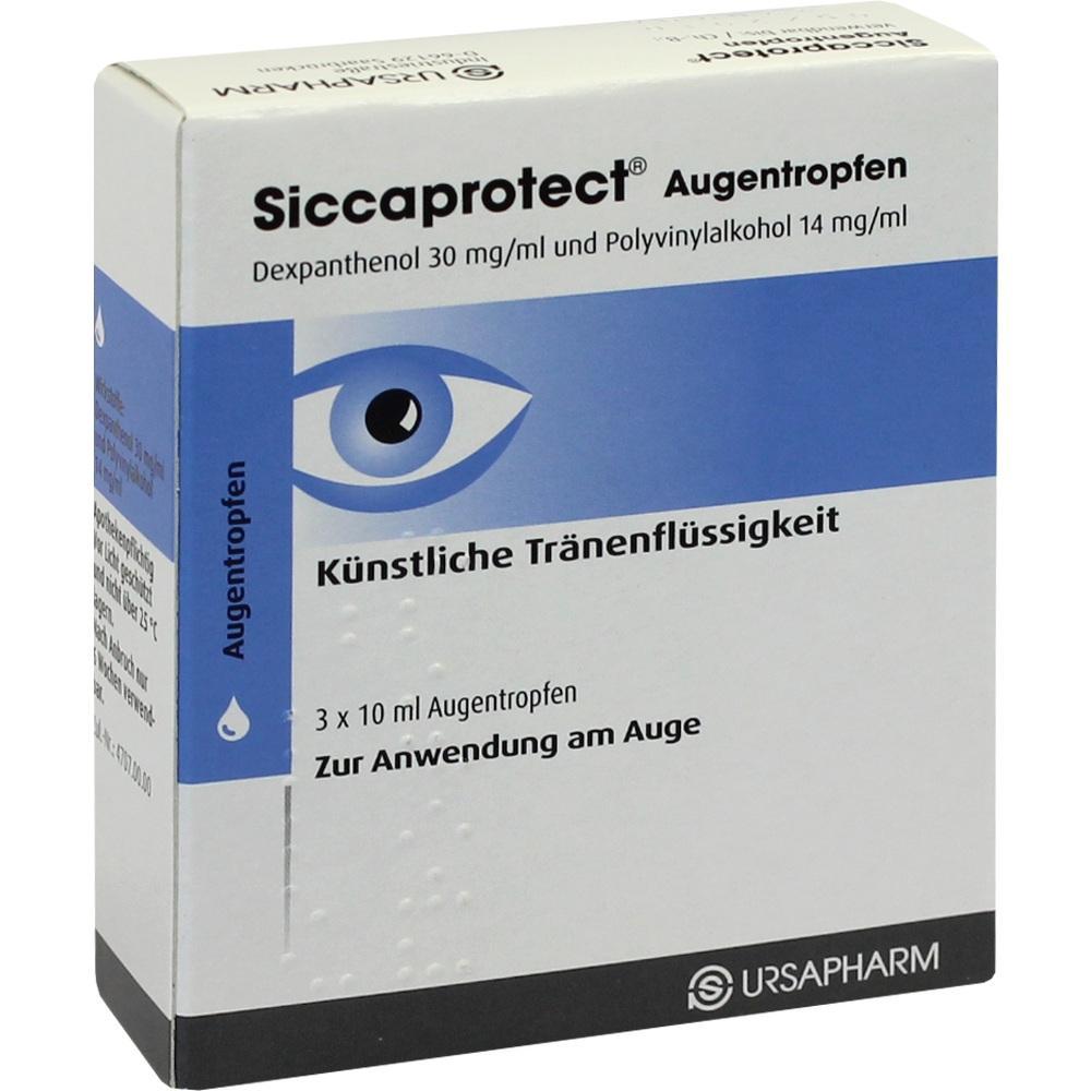 Schachtel mit Augentropfen zur Befeuchtung der Augen.