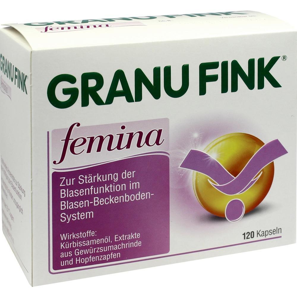 Verpackung von Granu Fink Femina, einem Produkt zur St&auml;rkung der Blasenfunktion.