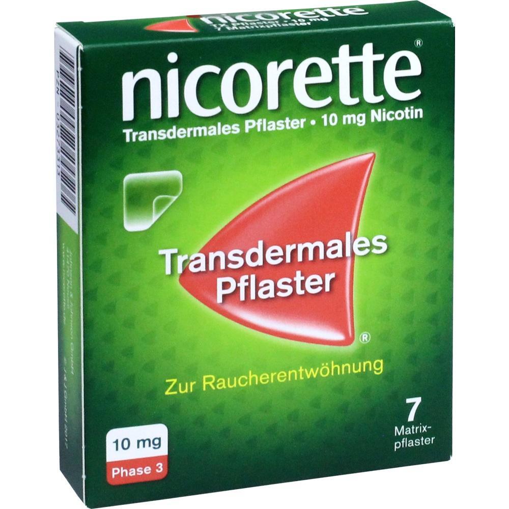 Grüne Nicorette-Verpackung mit transdermalen Pflastern zur Raucherentwöhnung.