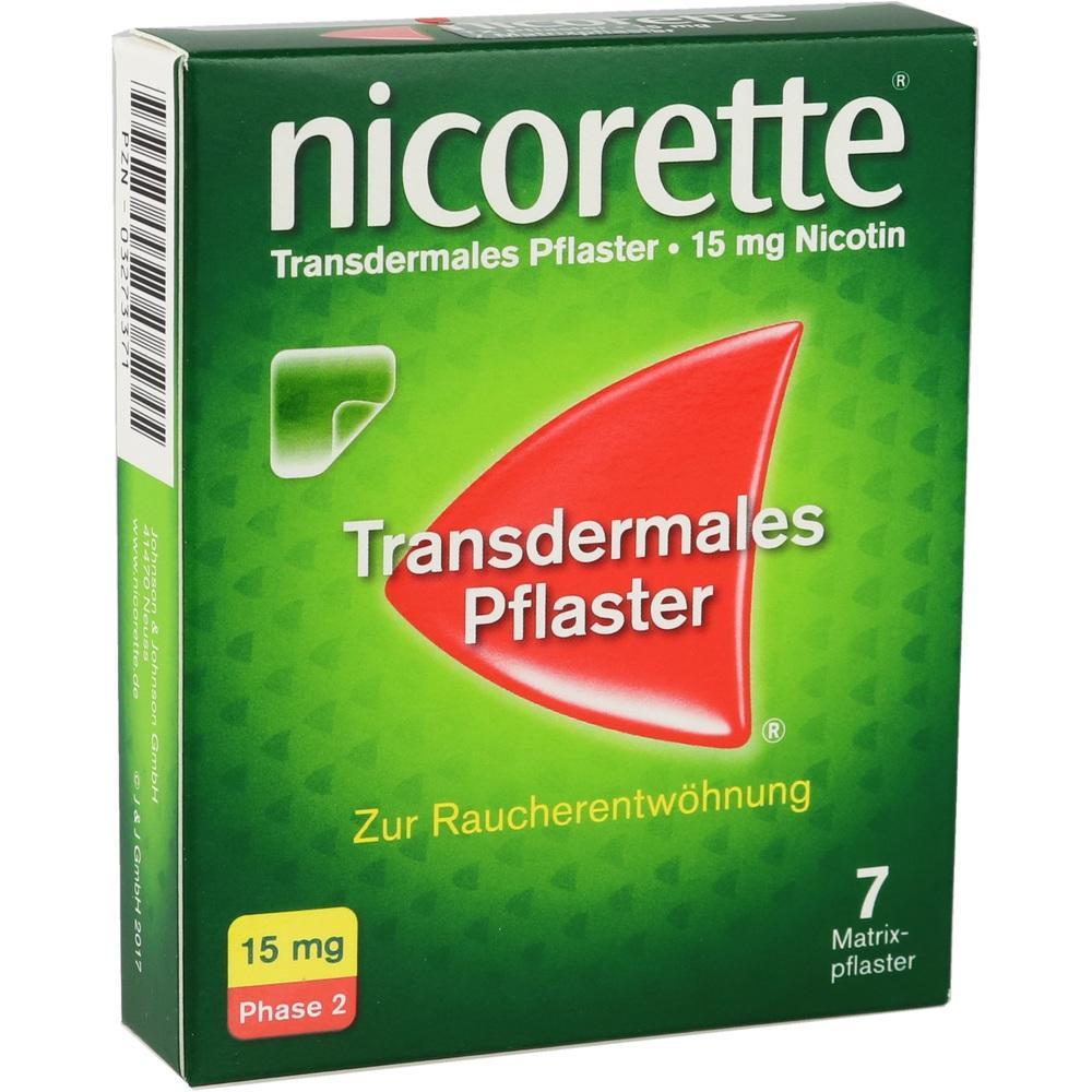 Gr&uuml;ne Packung von Nicorette mit Nikotin-Pflastern zur Raucherentw&ouml;hnung.