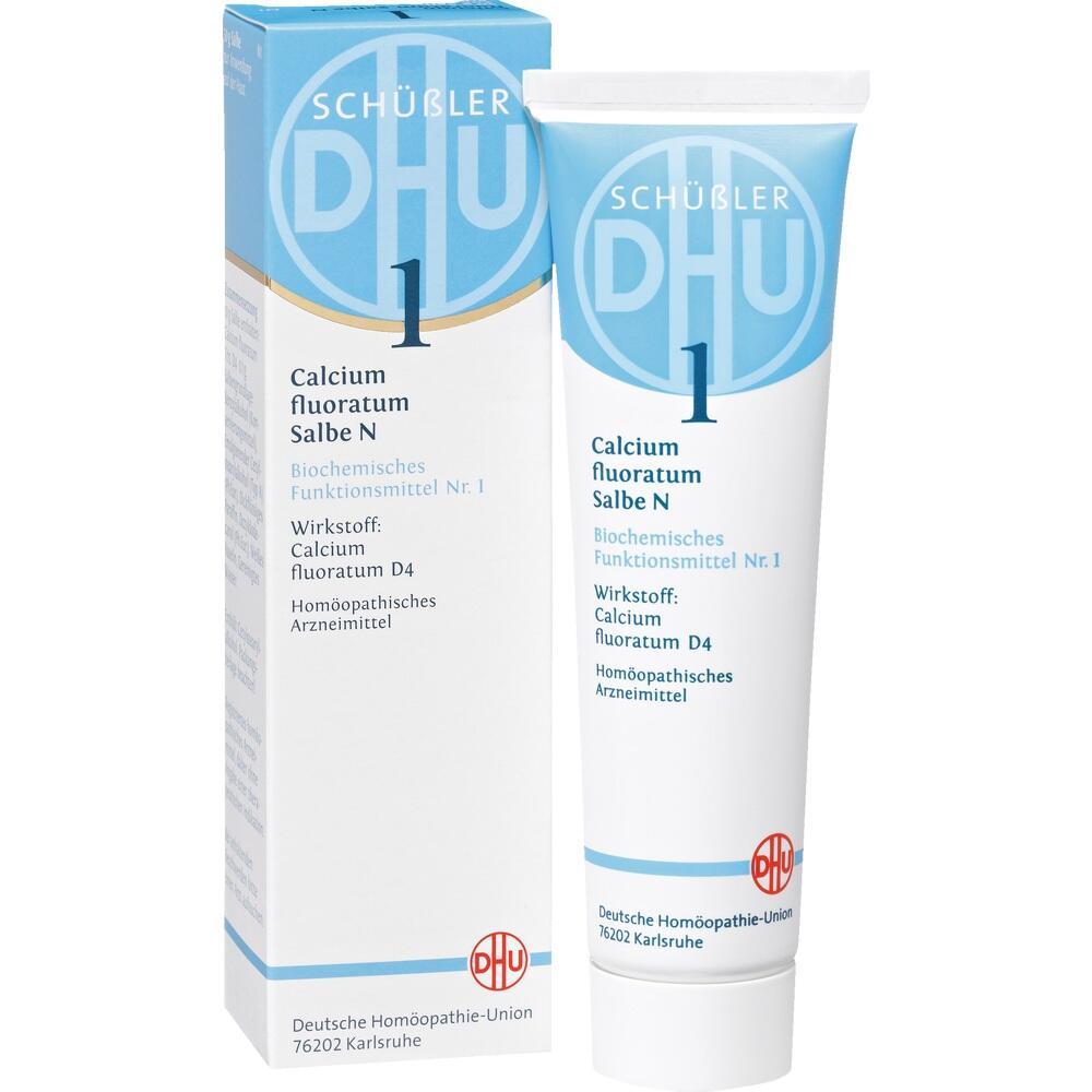 Eine wei&szlig;e Salbentube und eine Schachtel mit blauem Design stehen nebeneinander.