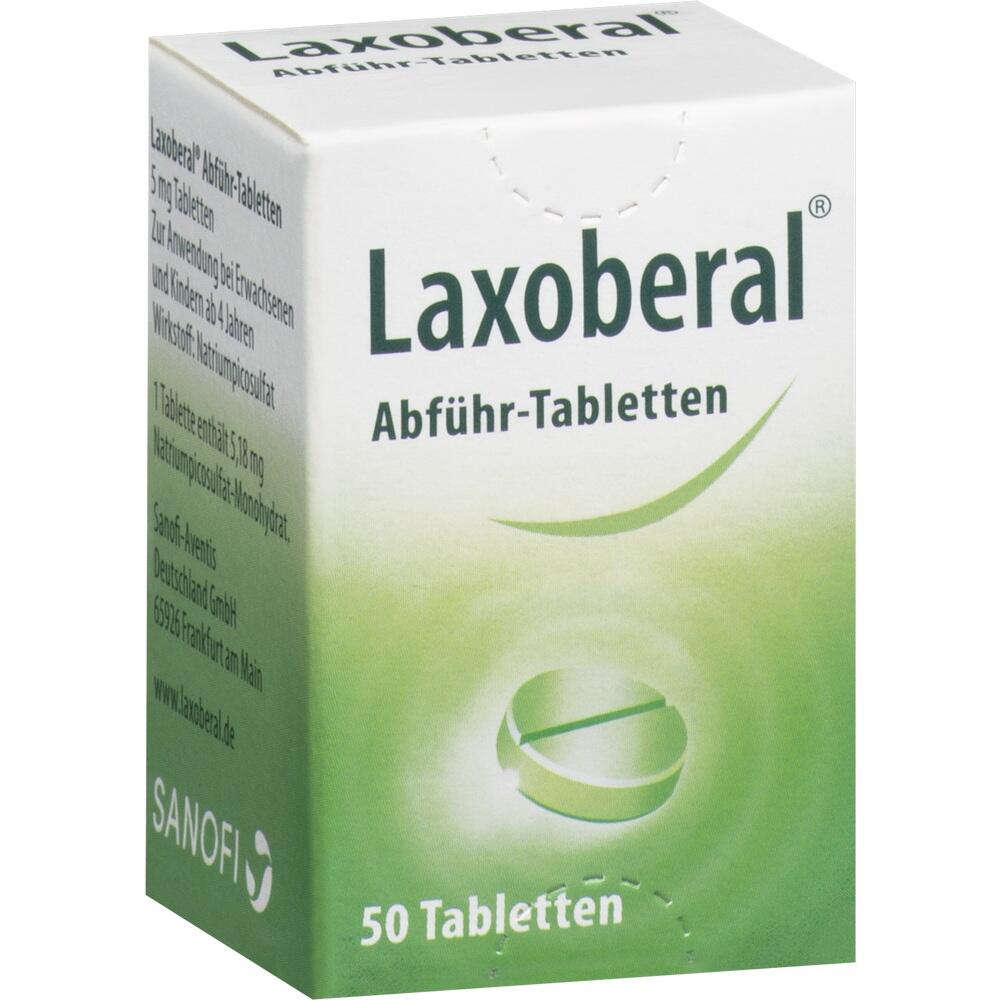 Packung Laxoberal Abf&uuml;hr-Tabletten mit 50 Tabletten in gr&uuml;ner Verpackung.