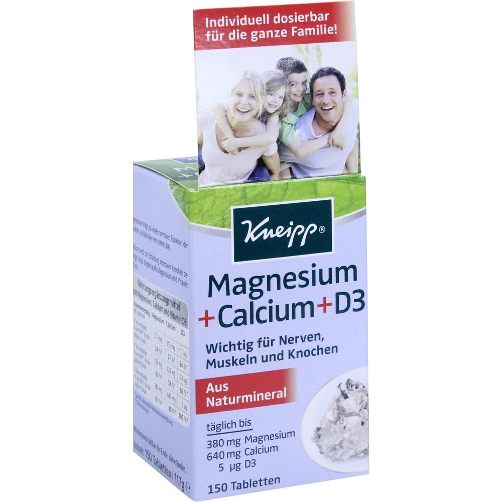 Eine Schachtel Kneipp Magnesium+Calcium+D3 Tabletten f&uuml;r Nerven, Muskeln und Knochen.