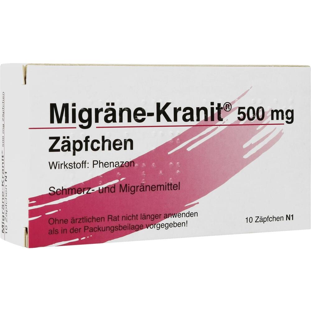 Verpackung von Medikamenten gegen Migr&auml;ne mit dem Wirkstoff Phenazon.