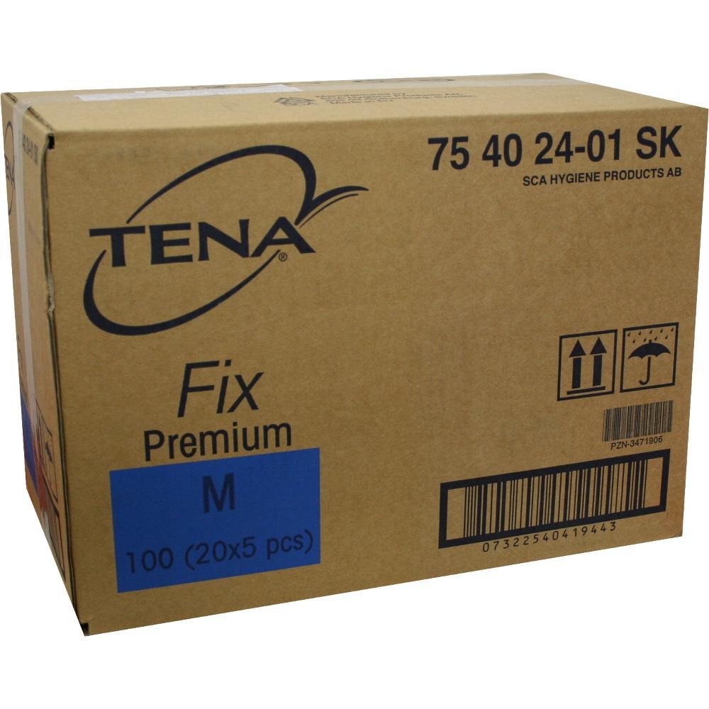 Pappkarton mit Aufschrift "TENA Fix Premium M, 100 St&uuml;ck".