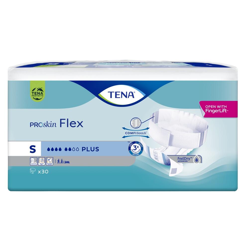 Packung mit TENA Proskin Flex Windeln, Gr&ouml;&szlig;e S, 30 St&uuml;ck.