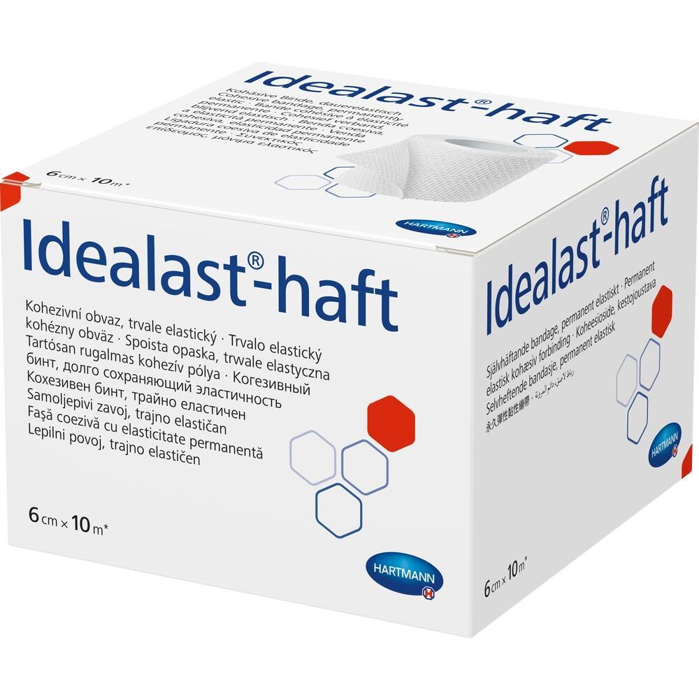 Wei&szlig;e Verpackung einer elastischen Bandage mit der Aufschrift "Idealast-haft".